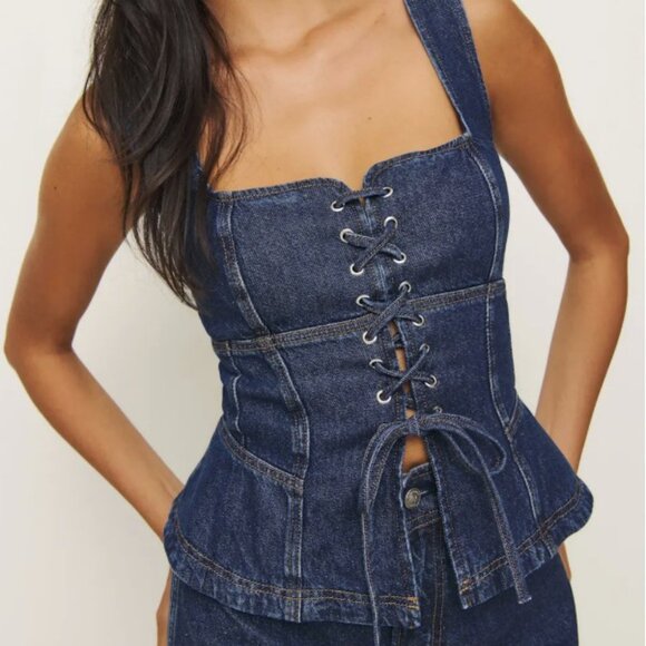 Reformation Tops - NWT Reformation x Kacey Musgraves Dallas Denim Corset Sz 2 Elwood
